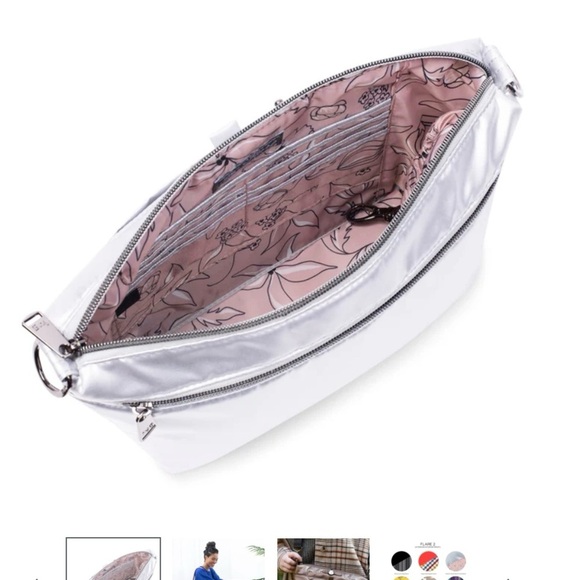 Lug Flare 2 Metalic Silver Quilted Crossbody Bag with 2 Straps, New with Tags - Picture 3 of 10